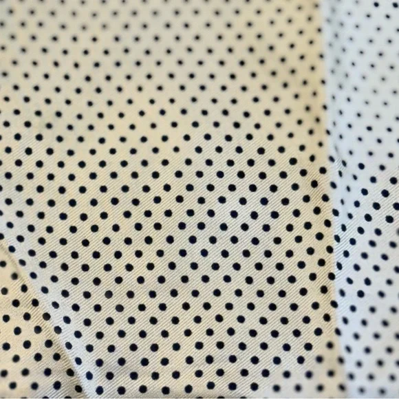 Vintage Anne Klein Silk Scarf Navy Blue Polka Dot Floral Lace Border 26" Square - Picture 7 of 14